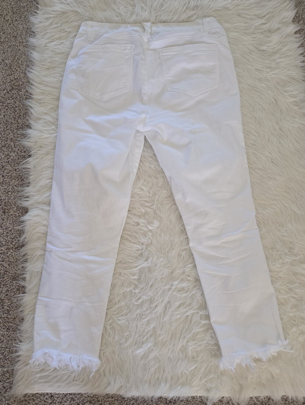 Democracy Ab Tech High Rise Slim Straight Leg Jeans White Frayed Cuff - Picture 13 of 14